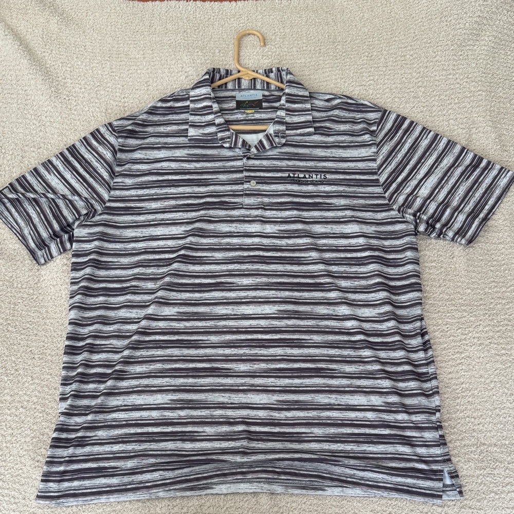 Greg Norman Men's Golf Polo - Black, Gray and Purple Striped
